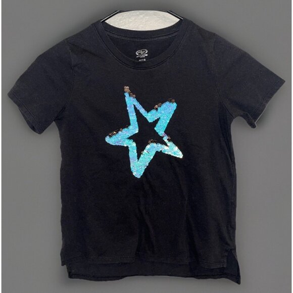 Athletic Works Short Sleeve Graphic T Shirt Youth Girls Size M (7-8) Black Star - Picture 2 of 8